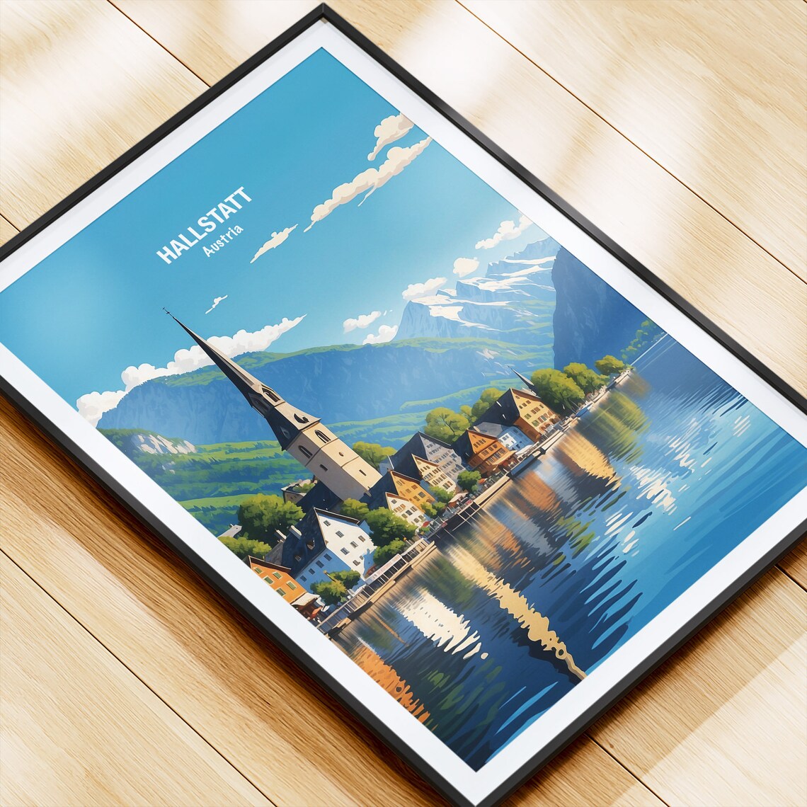 Hallstatt Austria Lakeside Village Church Spire Alpine Travel Poster - Image 4