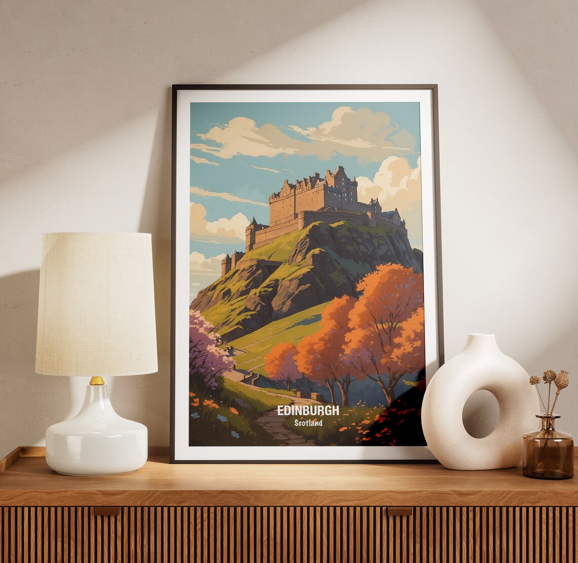 Edinburgh Castle on the Crag Autumn Trees Scotland Travel Poster - Image 3