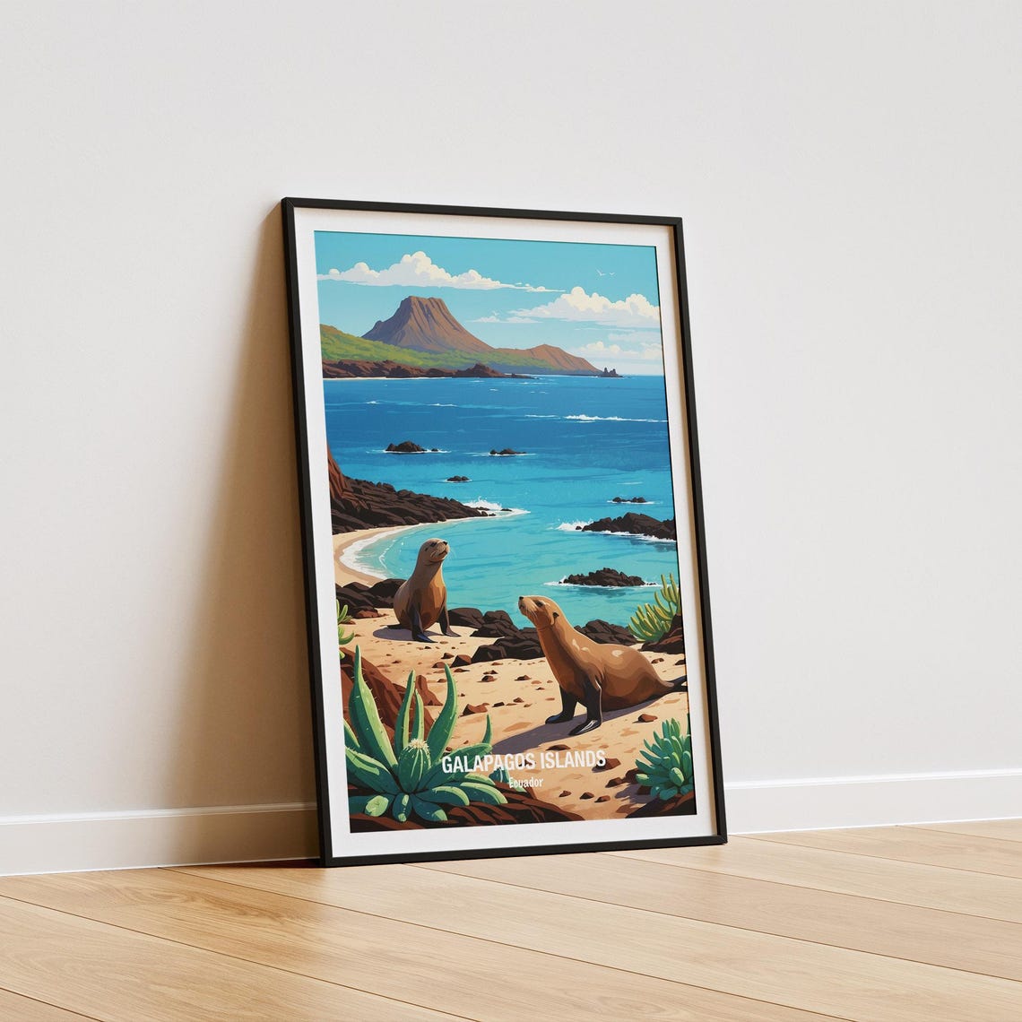 Galapagos Islands Sea Lions On Sandy Beach Ecuador Wildlife Poster - Image 5