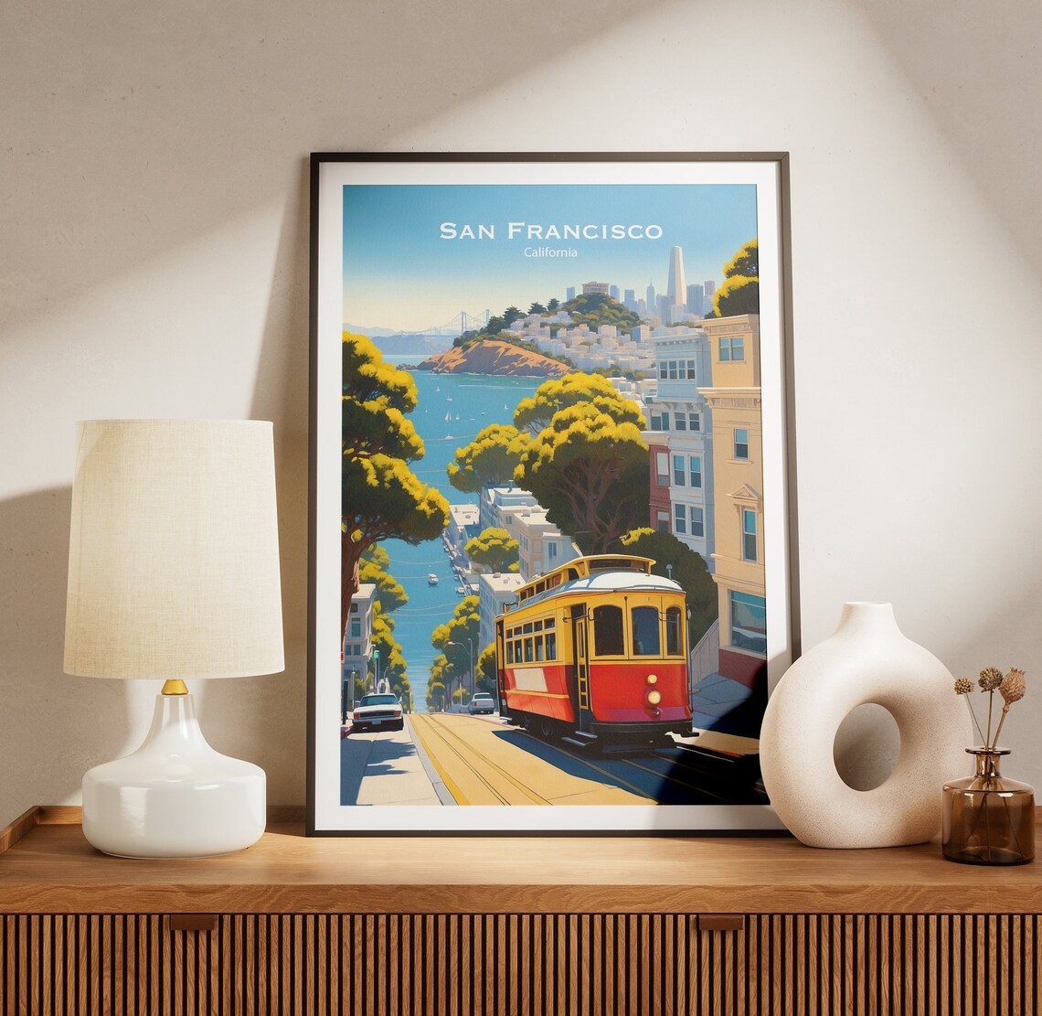 San Francisco California Classic Cable Car On A Steep Hill Poster - Image 3