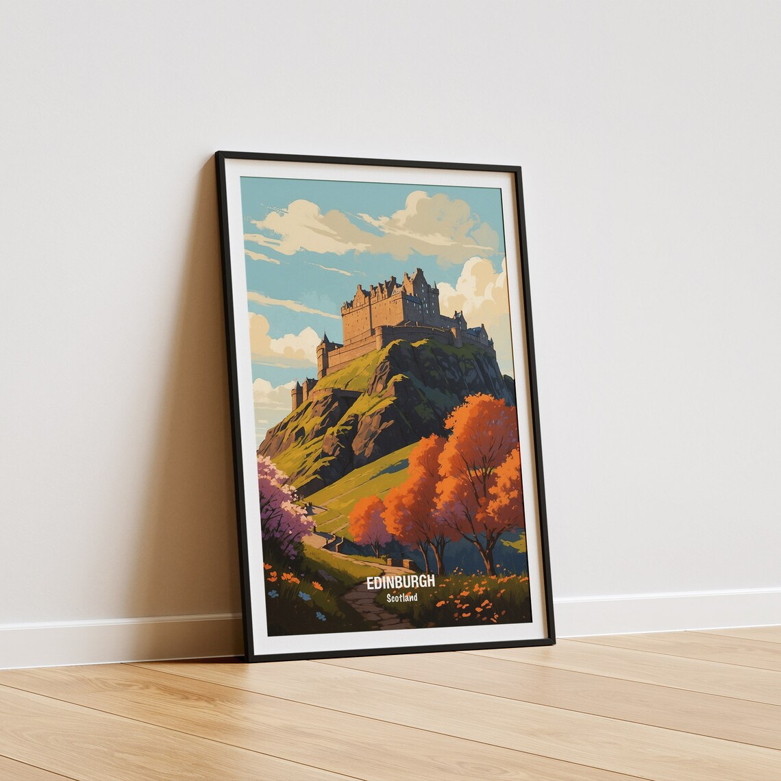 Edinburgh Castle on the Crag Autumn Trees Scotland Travel Poster - Image 5