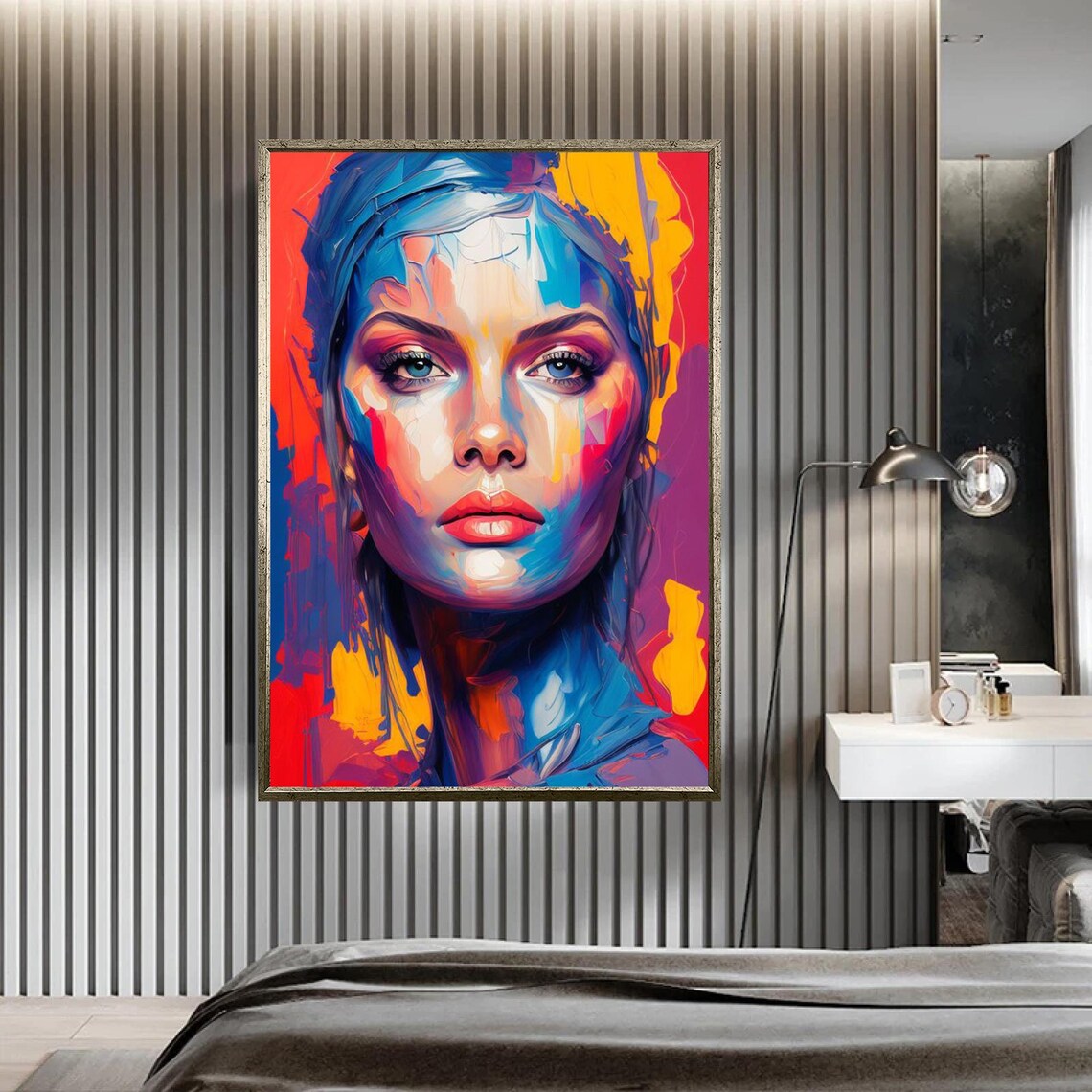 Abstract Colorful Woman Face Bold Brushstrokes Modern Portrait Wall Art Poster