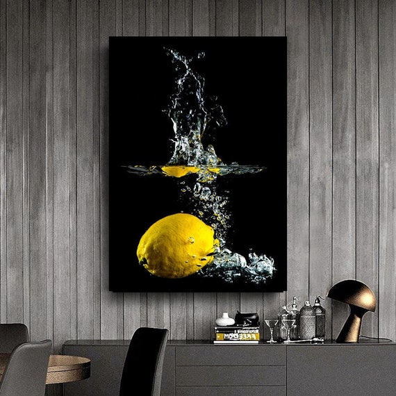 Lemon Slices In Water Print Wall Decor Wall Art Print Ready To Hang Wall Print Design