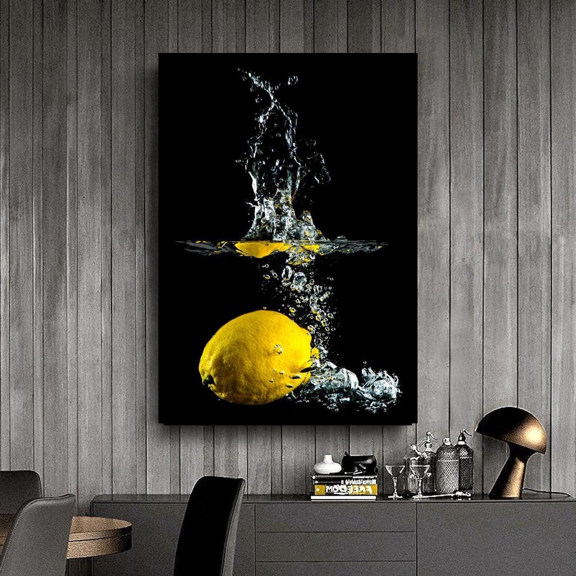 Lemon Slices In Water Print Wall Decor Wall Art Print Ready To Hang Wall Print Design