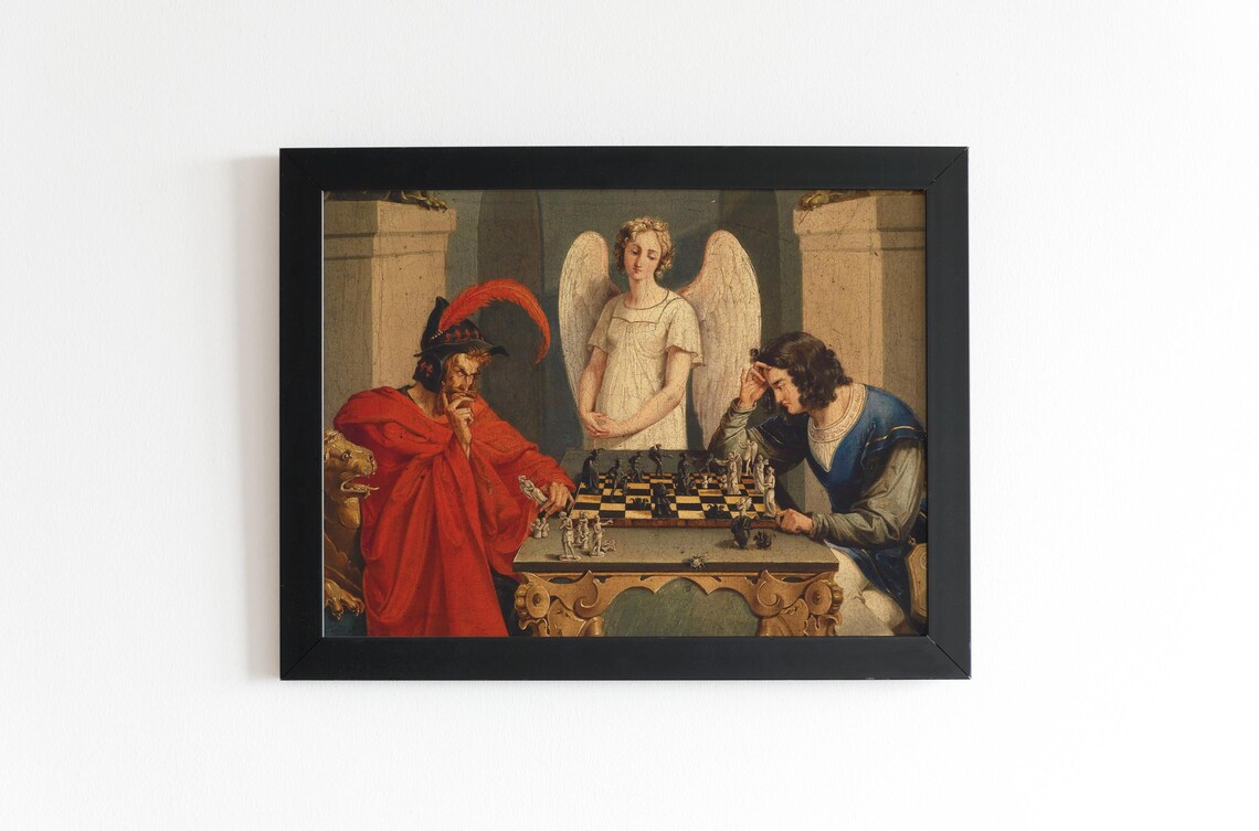 Faust and Mephistopheles Playing Chess Art Print - Image 2