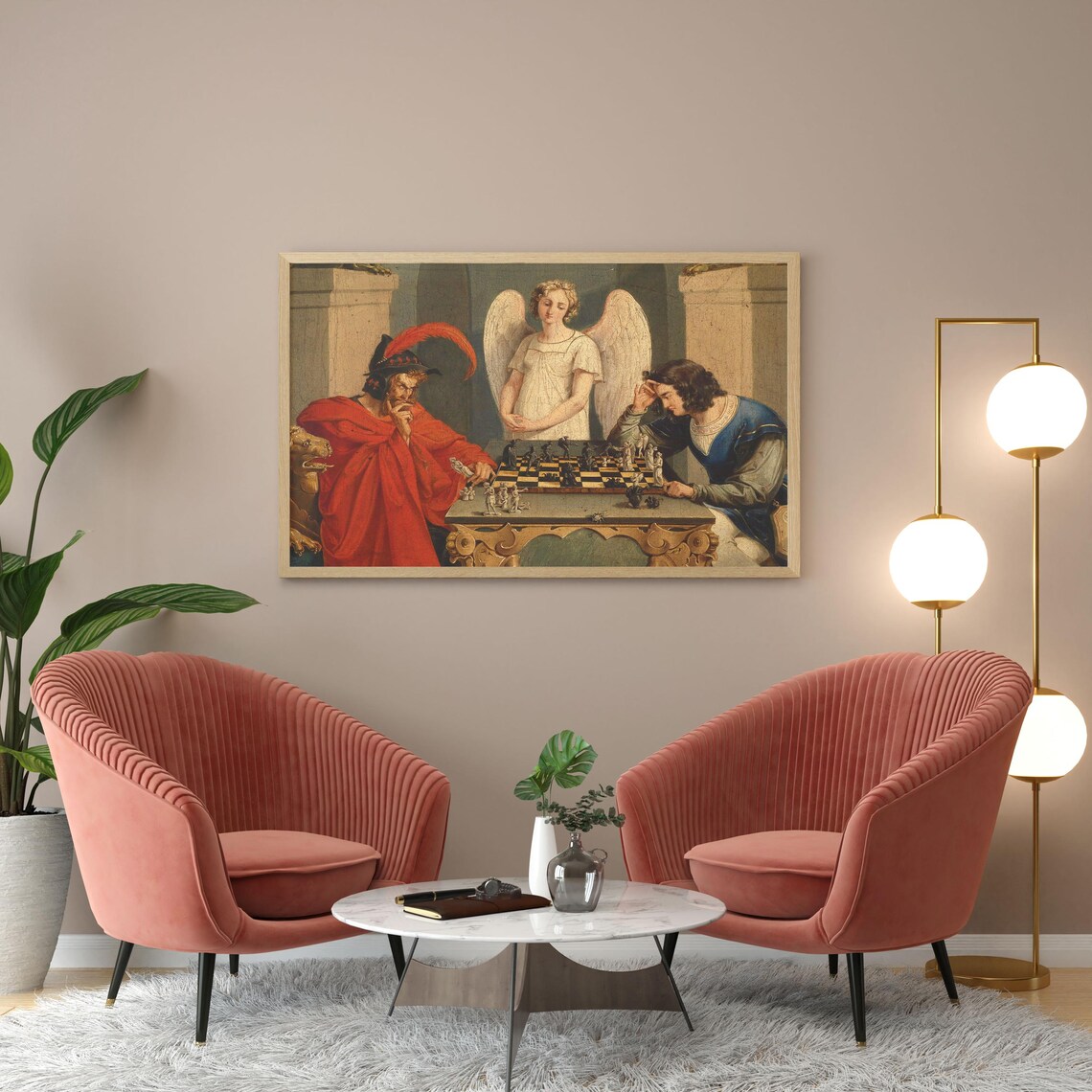 Faust and Mephistopheles Playing Chess Art Print - Image 3