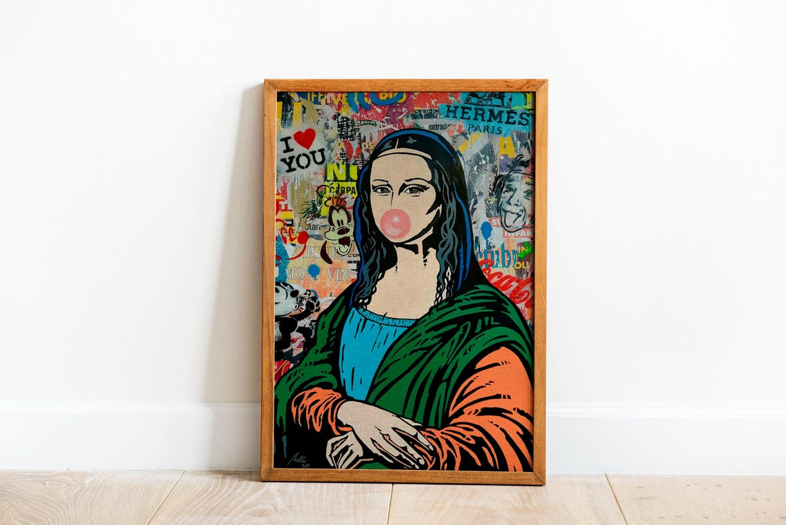 Mona Lisa Blowing Bubblegum Street Art Graffiti Pop Culture Poster - Image 2