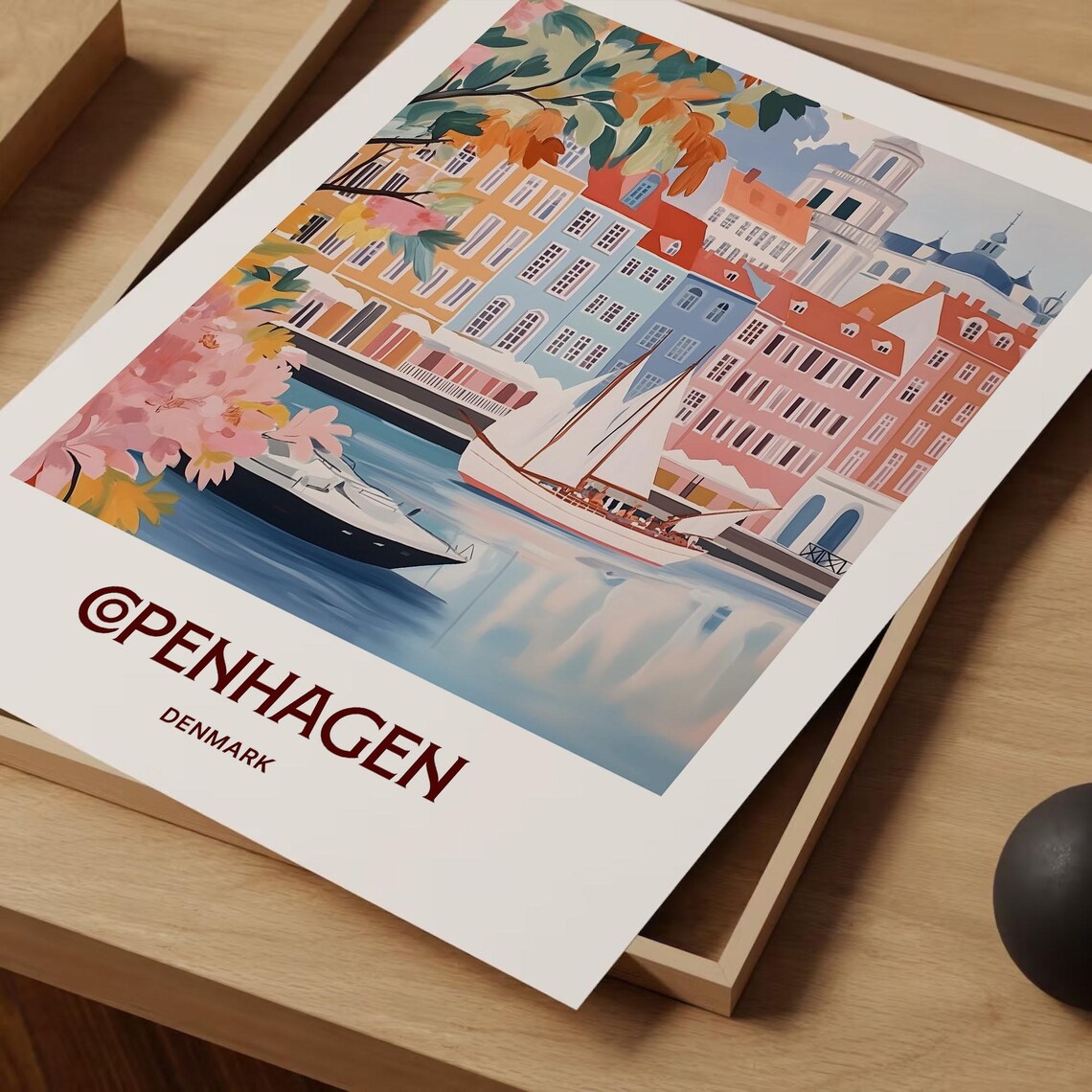 Copenhagen Denmark Nyhavn Harbor Colorful Houses Sailboat Travel Poster - Image 2