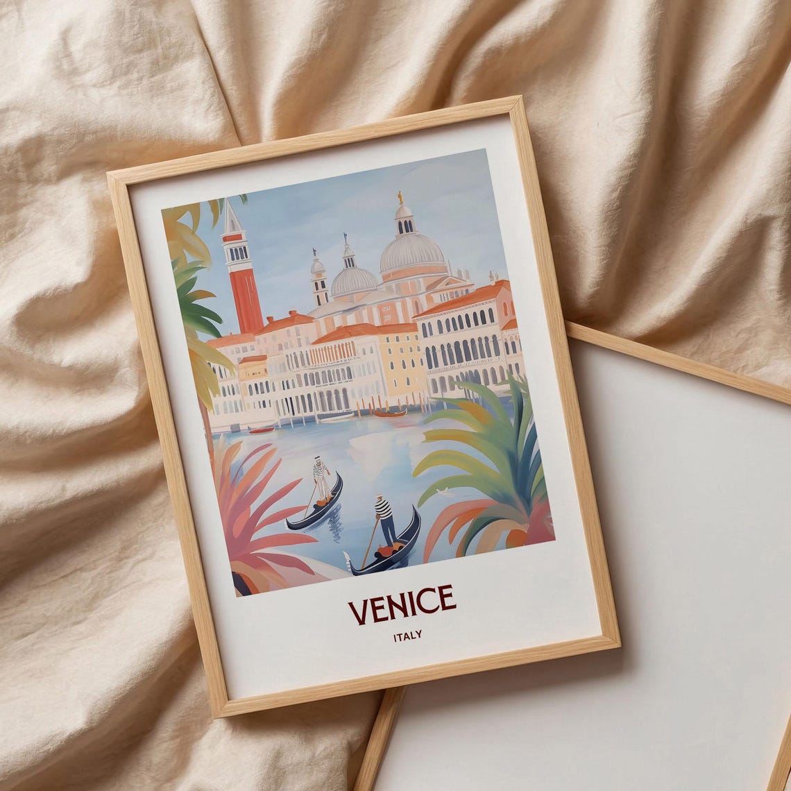 Venice Italy Gondolas St Marks Campanile Canal Travel Art Poster - Image 3