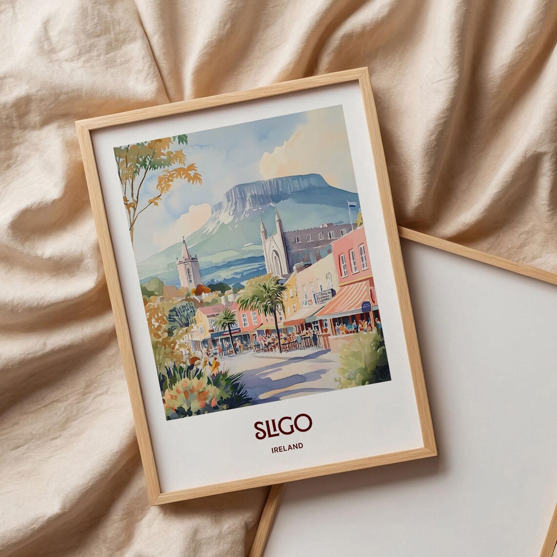 Sligo Ireland Benbulben Mountain Watercolor Retro Travel Poster - Image 3