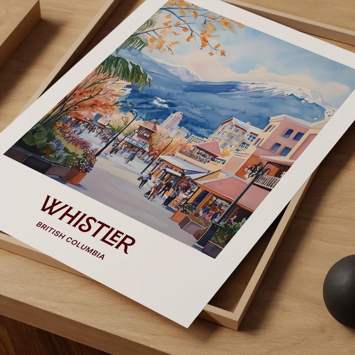 Whistler British Columbia Watercolor Mountain Village Poster - Image 2