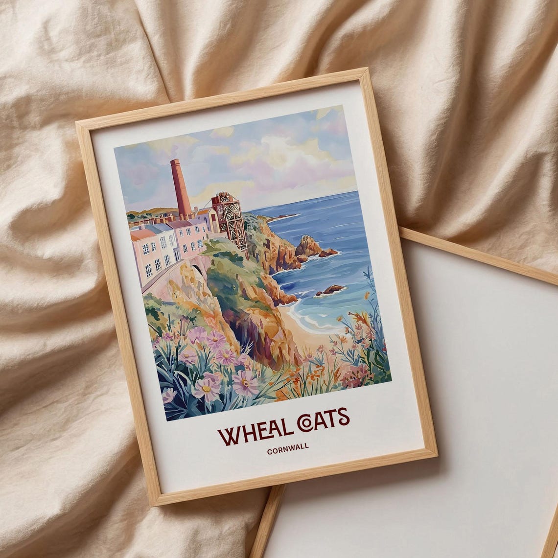 Wheal Coats Cornwall Pastel Watercolor Tin Mine Coast Poster - Image 3