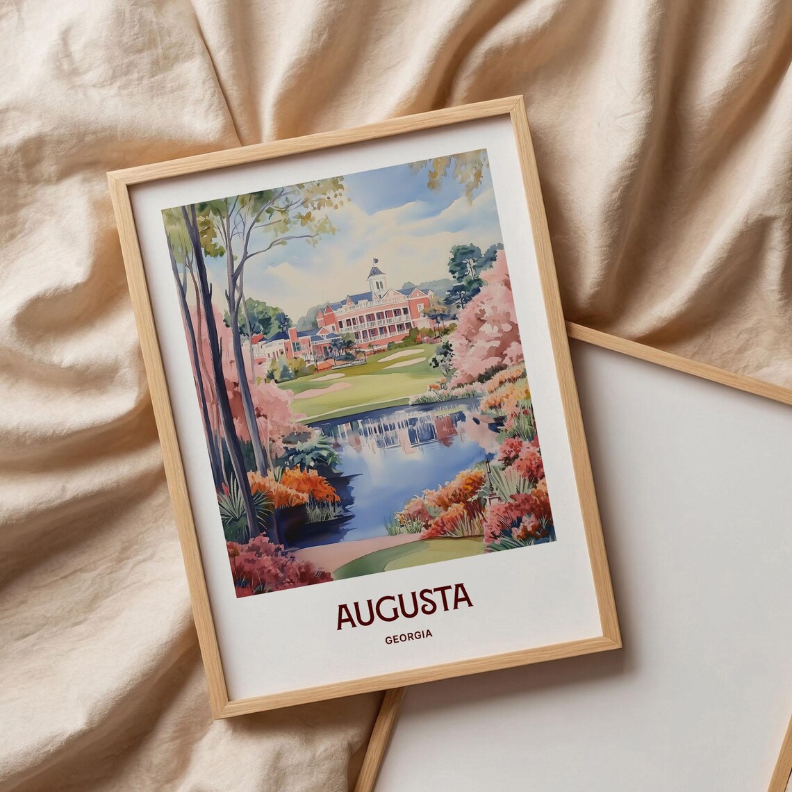 Augusta Georgia Golf Course Clubhouse Watercolor Travel Poster - Image 3