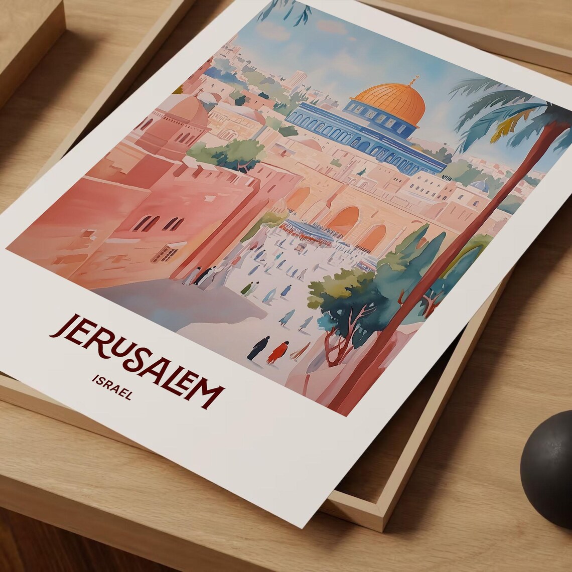 Jerusalem Israel Dome of the Rock Old City Golden Scene Poster - Image 2