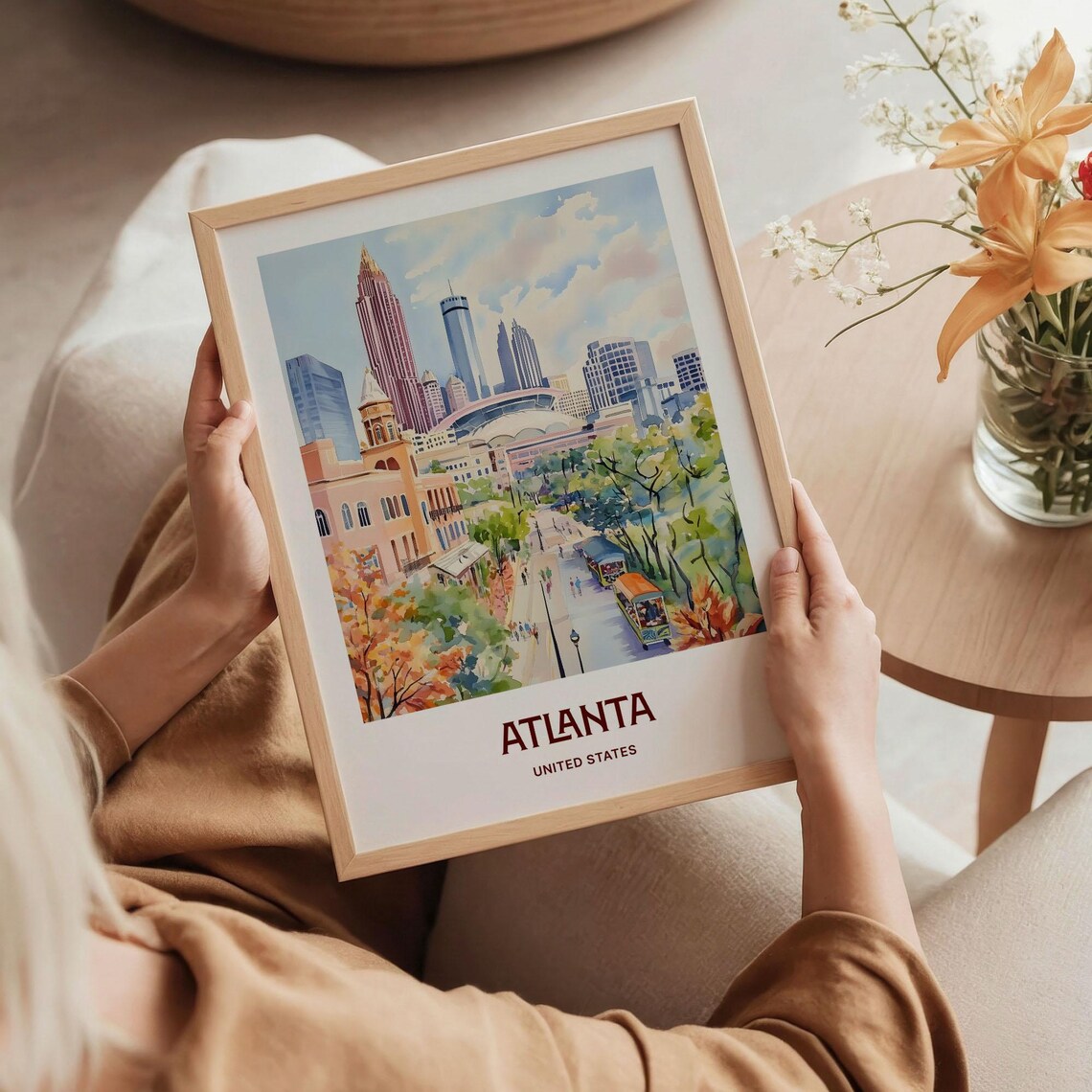 Atlanta Georgia Downtown Skyline Watercolor City Travel Poster - Image 5