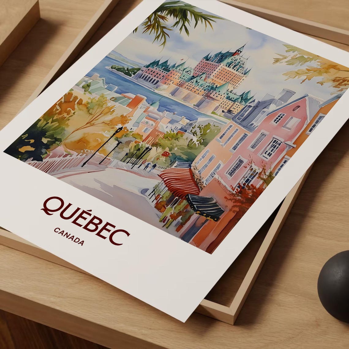 Quebec City Chateau Frontenac Watercolor Travel Poster Canada - Image 2