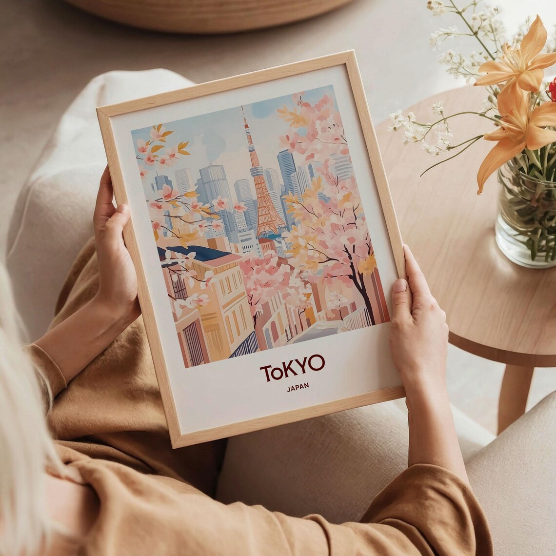 Tokyo Japan Tokyo Tower Cherry Blossoms Beautiful City Poster - Image 5