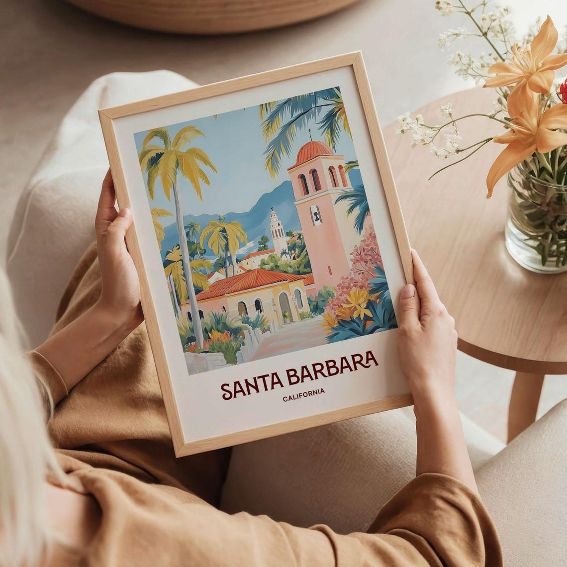 Santa Barbara California Mission Palms Scenic Mountain View Poster - Image 5