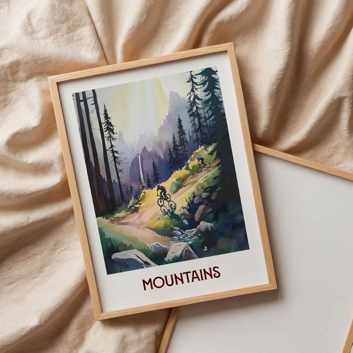 Mountain Biking Trail Forest Watercolor Adventure Sports Art Poster - Image 3