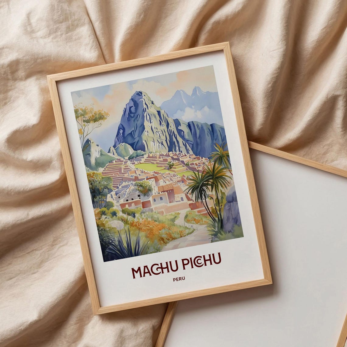 Machu Picchu Peru Mountain Citadel View Pastel Landscape Poster - Image 3