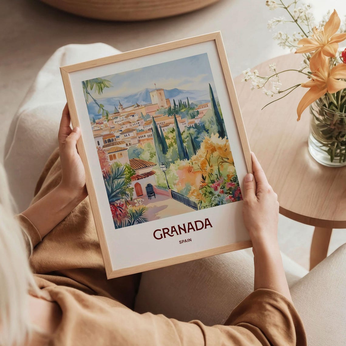 Granada Spain Alhambra Fortress Watercolor Poster Cypress Hills - Image 5