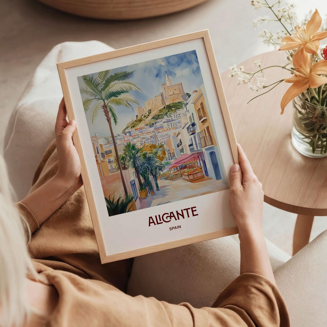 Alicante Spain Castle Old Quarter Watercolor Travel Art Poster - Image 5