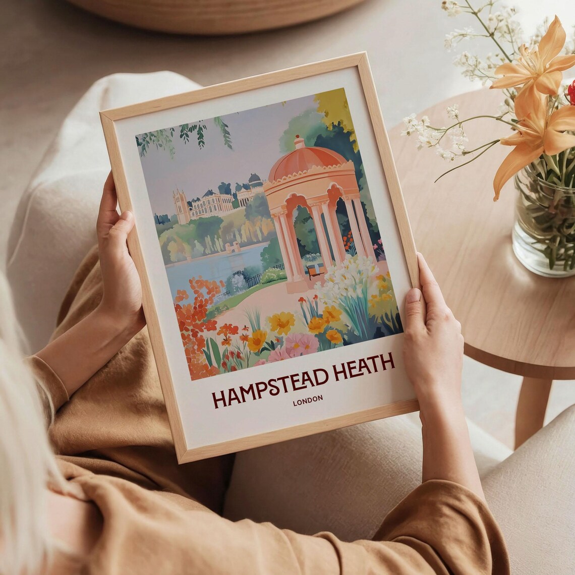 Hampstead Heath London Pergola Flower Garden Watercolor Travel Poster - Image 5