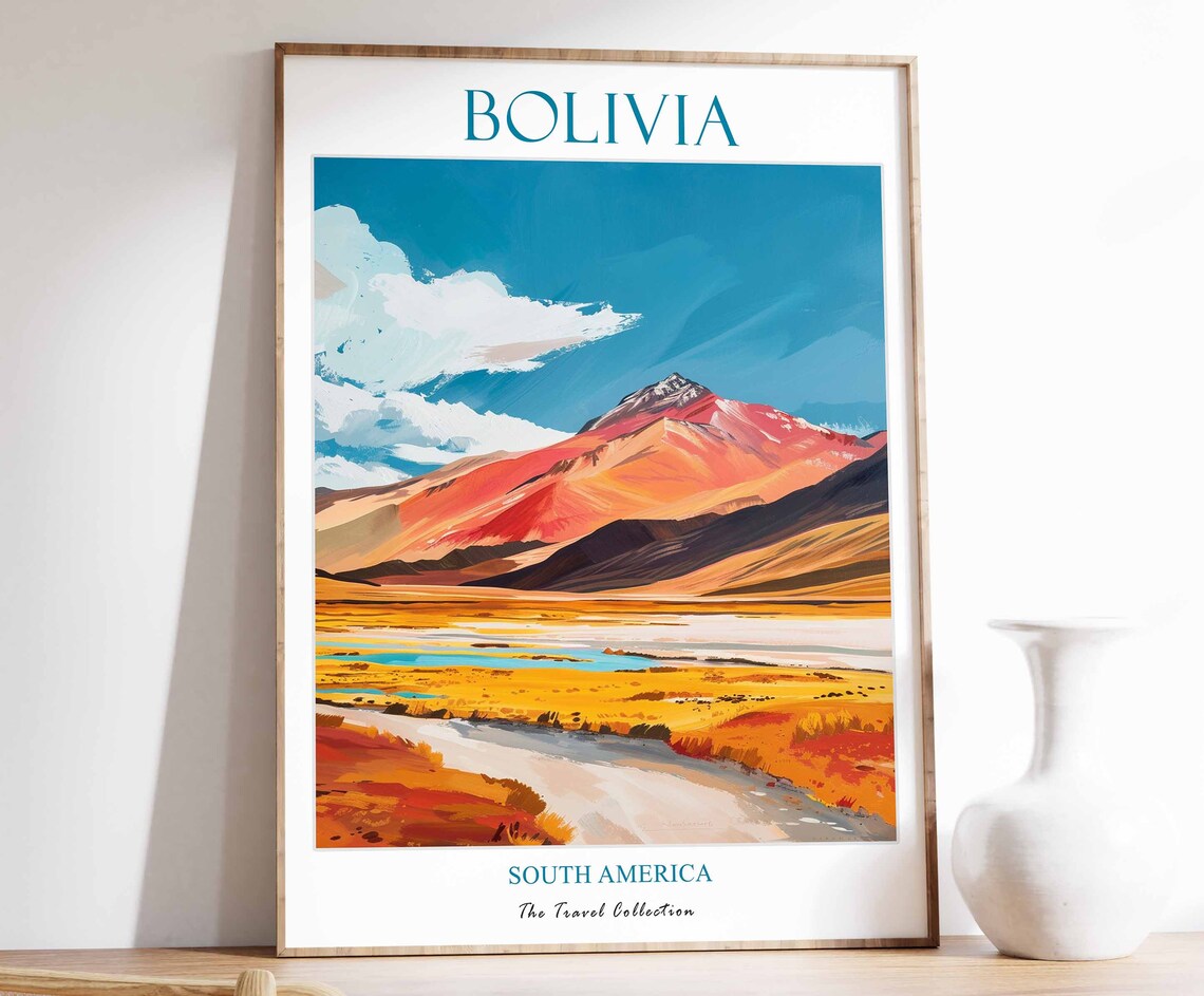 Bolivia Print Travel Poster Latin Tropical Decor Botanical Art Gift