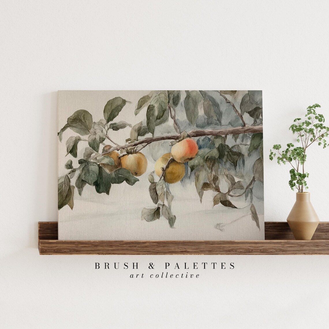 Ripe Apples Leafy Branch Watercolor Botanical Fruit Art Print - Image 3
