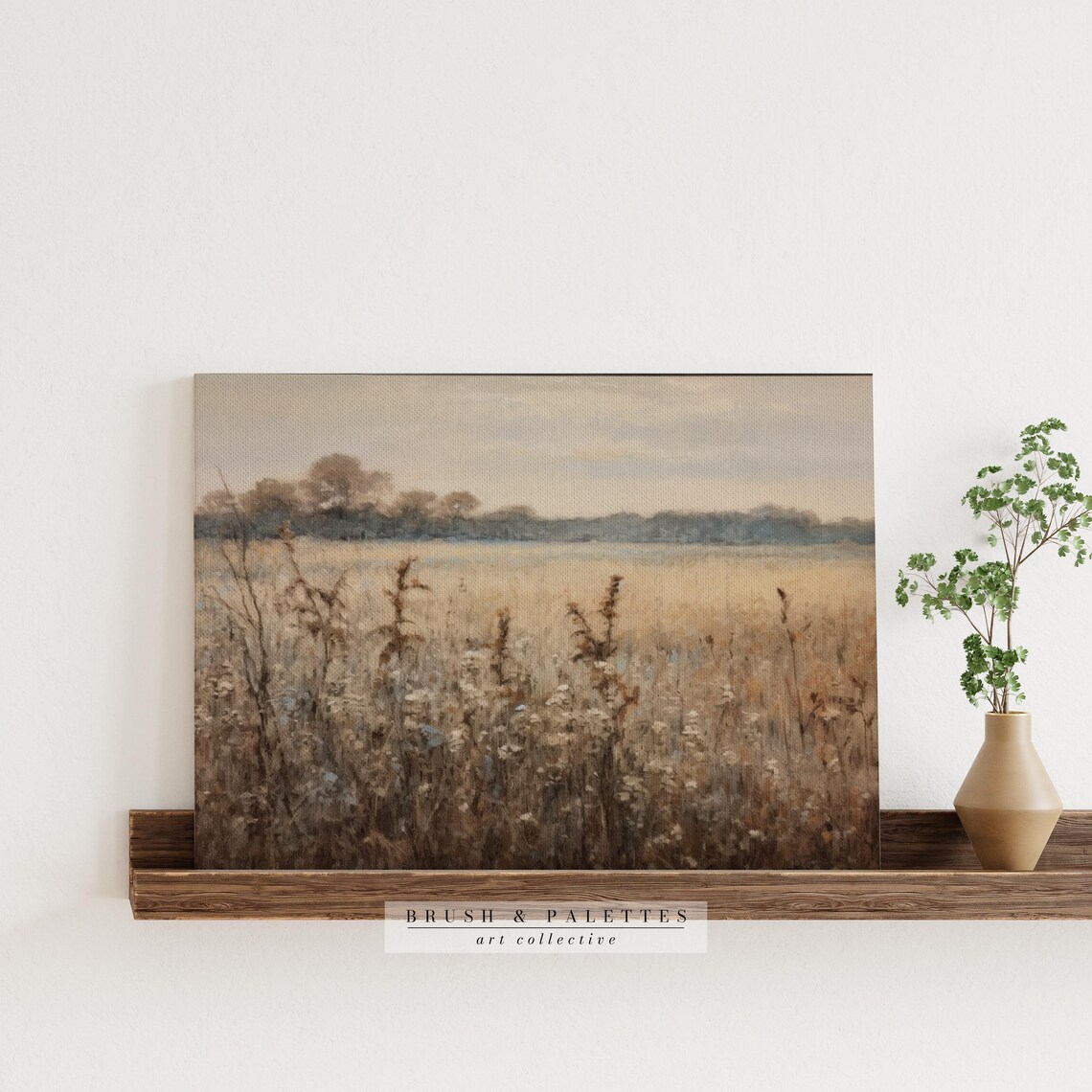 Golden Wildflower Field Soft Pastel Meadow Abstract Painting Poster - Image 2
