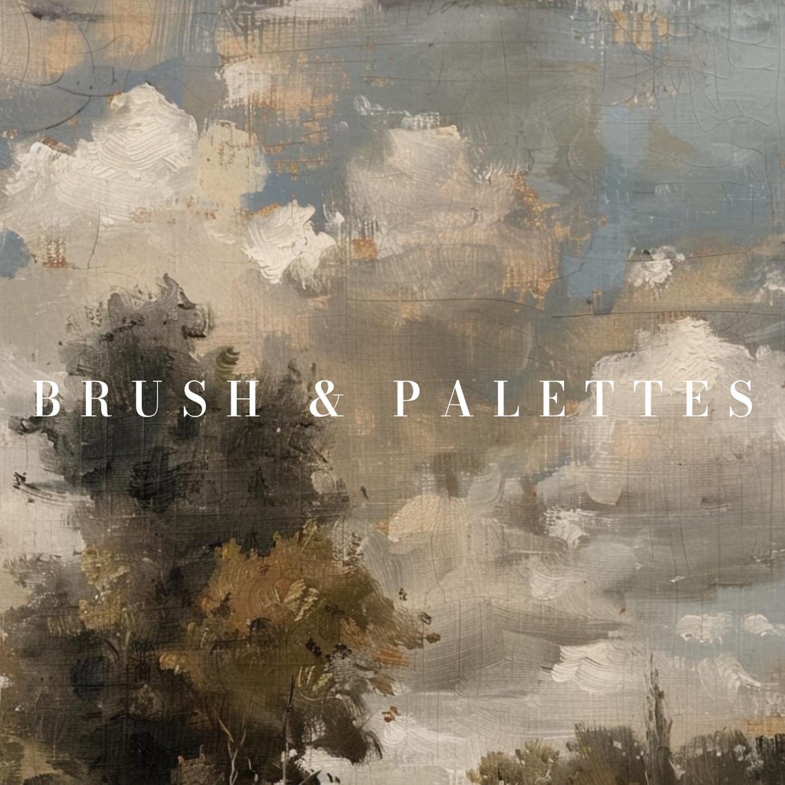 Moody Rustic Landscape Oil Painting Dramatic Cloudy Countryside Poster - Image 2