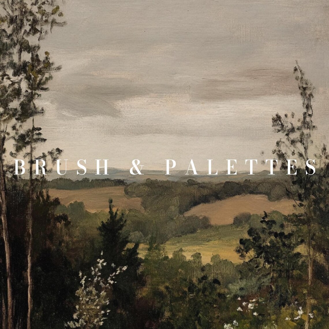 Pastoral Countryside Vista Trees Framing Rolling Hills Painting Poster - Image 3