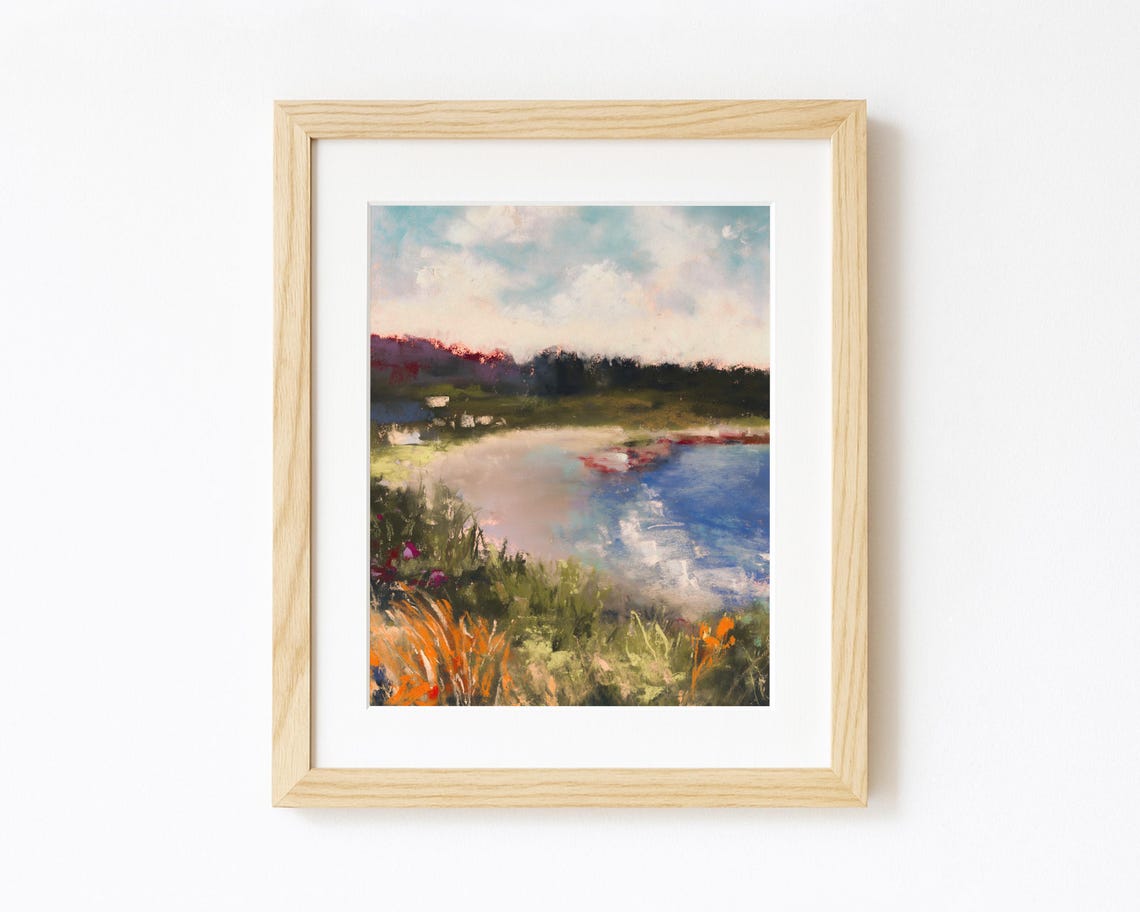 Coastal Marsh Lagoon Impressionist Landscape Painting Art Poster
