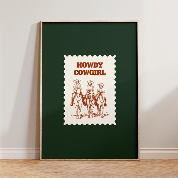 Retro Howdy Western Print, Vintage Mid-Century Decor