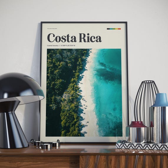Costa Rica Beachfront Poster Print Retro 80s90s Film Photography Midcentury Modern Wall Art Vintage Coastal Decor Travel