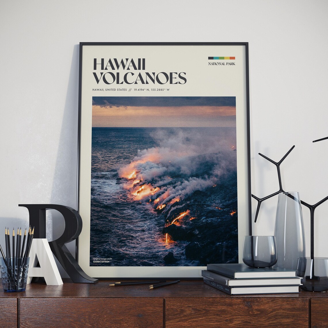 Hawaii Volcanoes National Park Retro Travel Poster