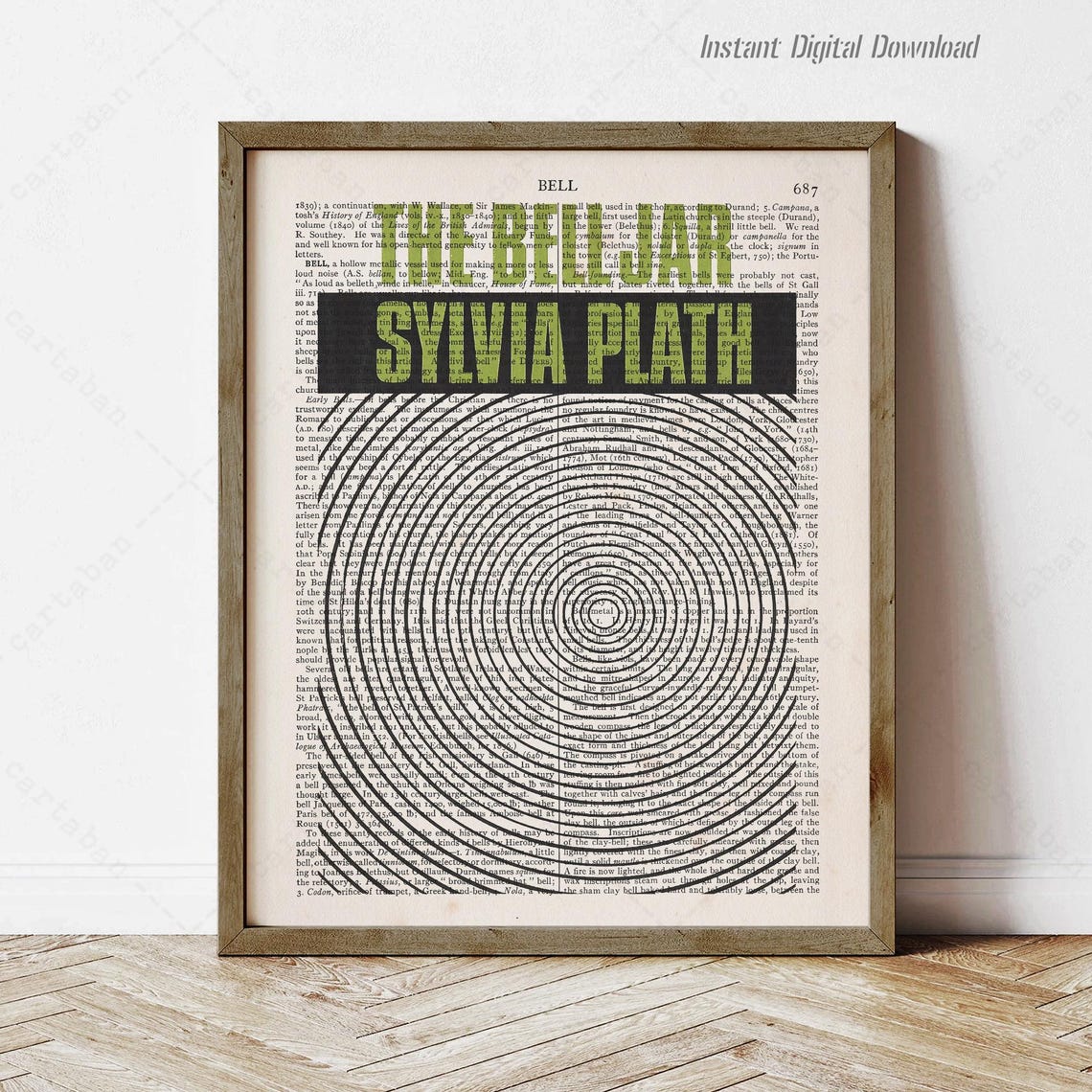 The Bell Jar Sylvia Plath Literary Dictionary Page Vintage Art Print