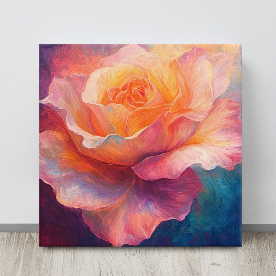 Mystical Colorful Rose Bloom Dreamlike Impressionist Art Poster