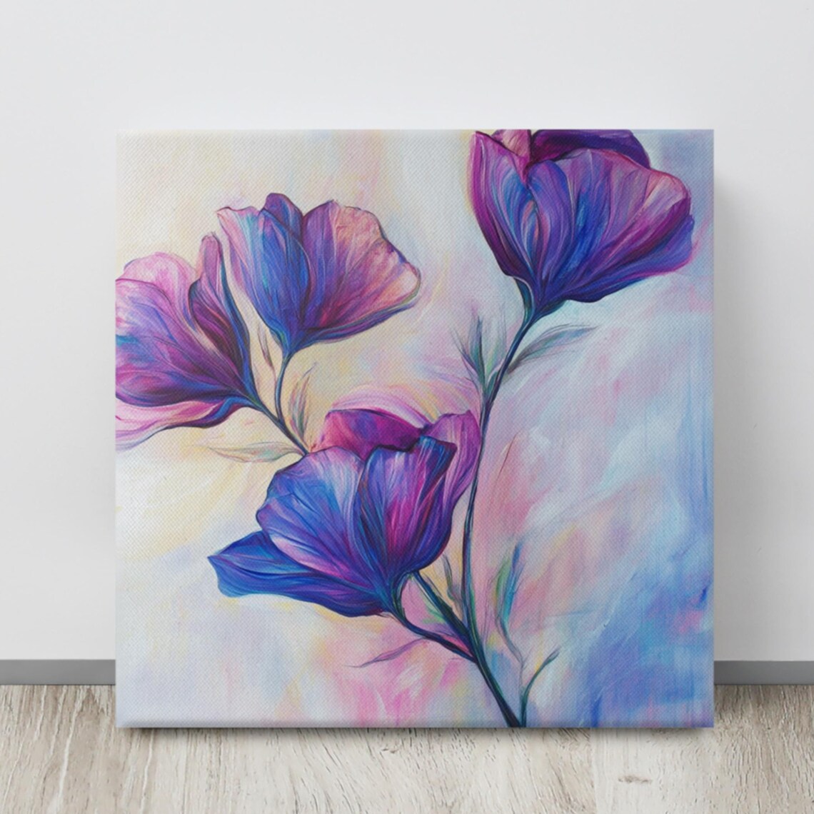 Purple Poppy Blooms Dreamy Soft Pastel Floral Painting Print