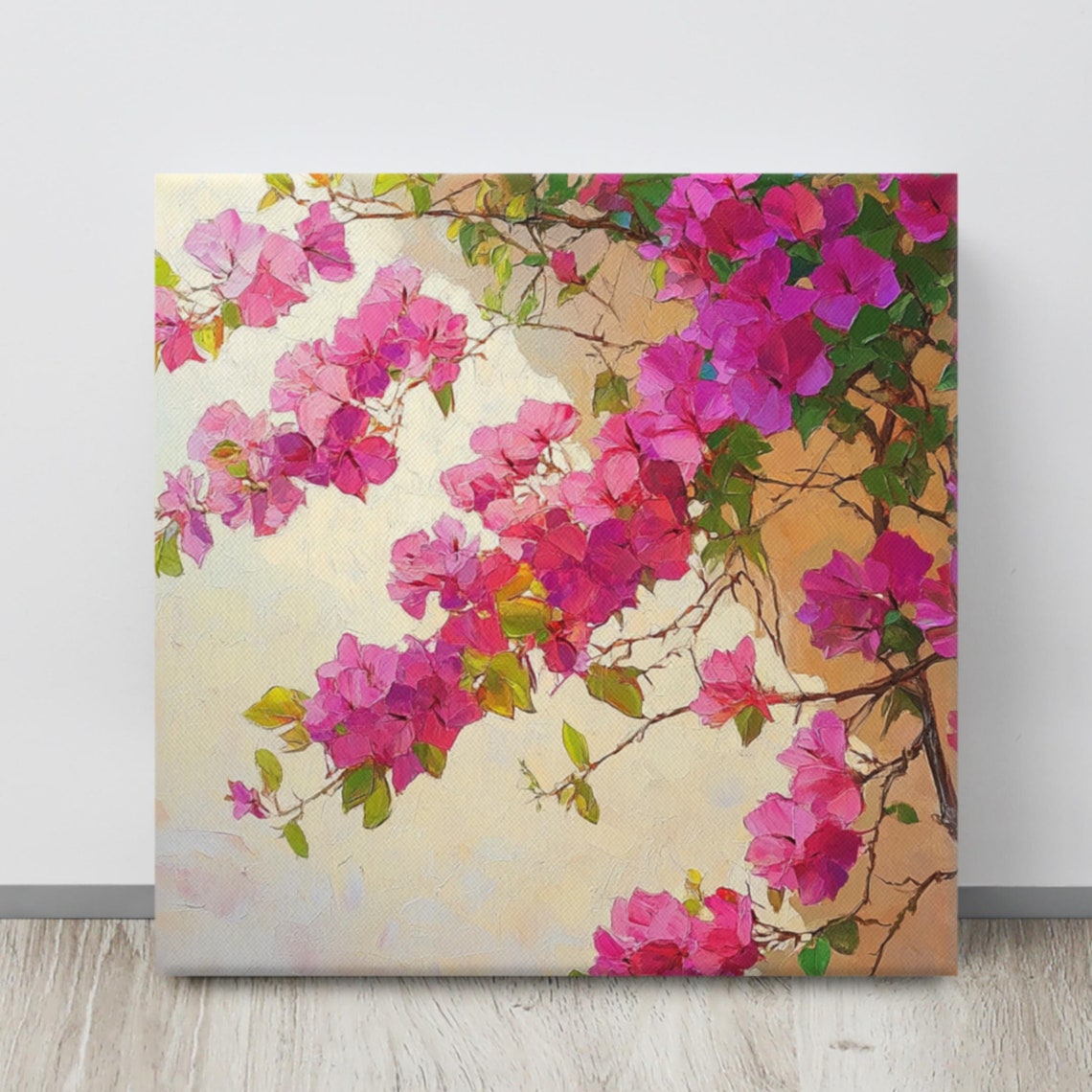 Pink Bougainvillea Blossoms Branch Impressionist Painting Poster