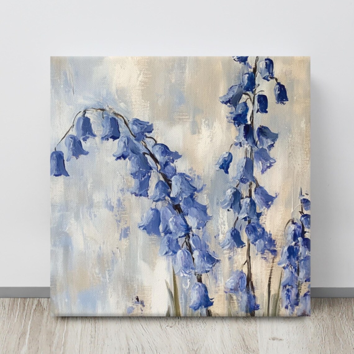 Bluebell Stems Loose Watercolor Pale Blue Grey Floral Art Poster