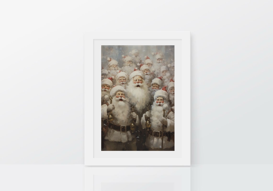 Oil Painting Santa Claus Printable Holiday Season Decor Vintage Santa Painting Download Farmhouse Christmas Print Santa Poster - Image 2
