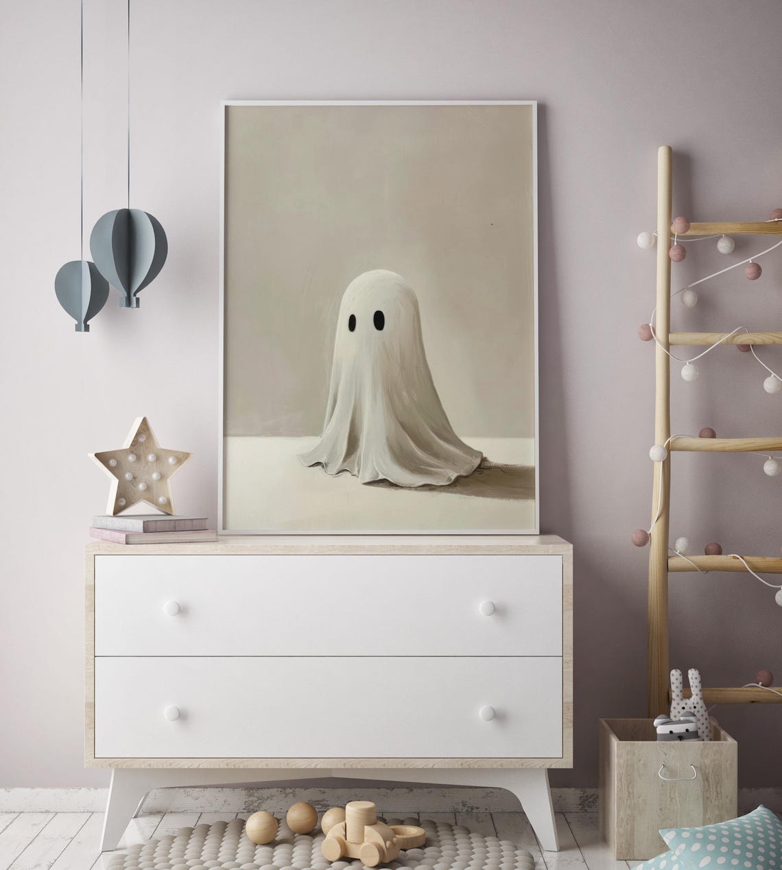 Minimalist Cute Ghost Print Girly Spooky Decor Neutral Fall Print Halloween Ghost Poster Trendy Halloween Print Ghost Wallart - Image 2