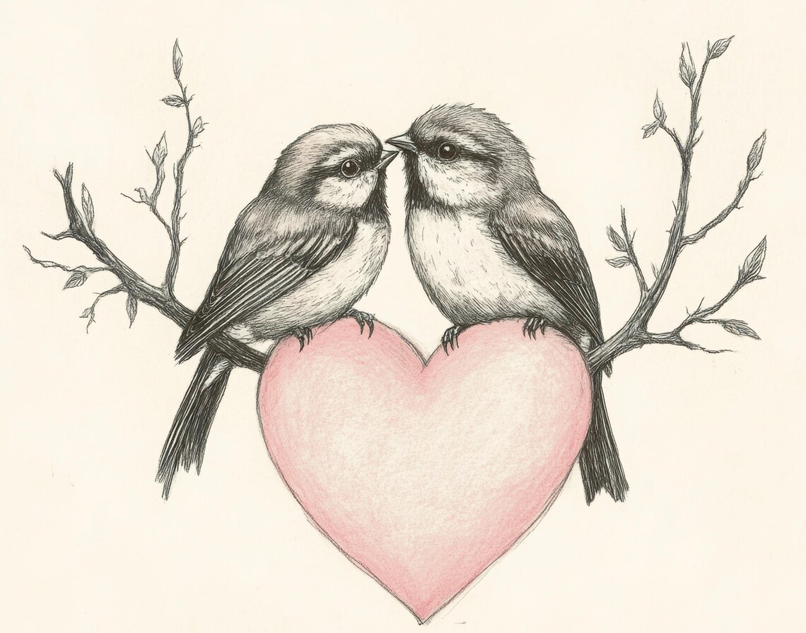 Love Birds Art Print, Cottagecore Valentine Decor - Image 6