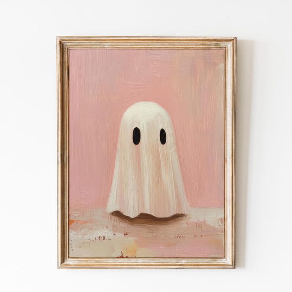 Pink Halloween Print Spooky Vintage Pink Halloween Wall Art Trendy Halloween Pink Girly Spooky Print Cute Ghost Print Preppy Print Art