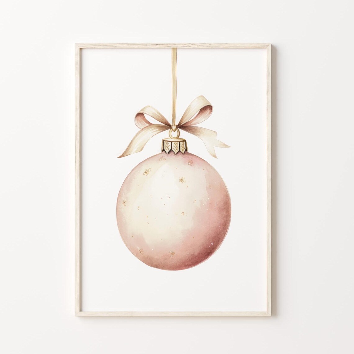 Blush Pink Christmas Ornament Ribbon Watercolor Holiday Poster - Image 5