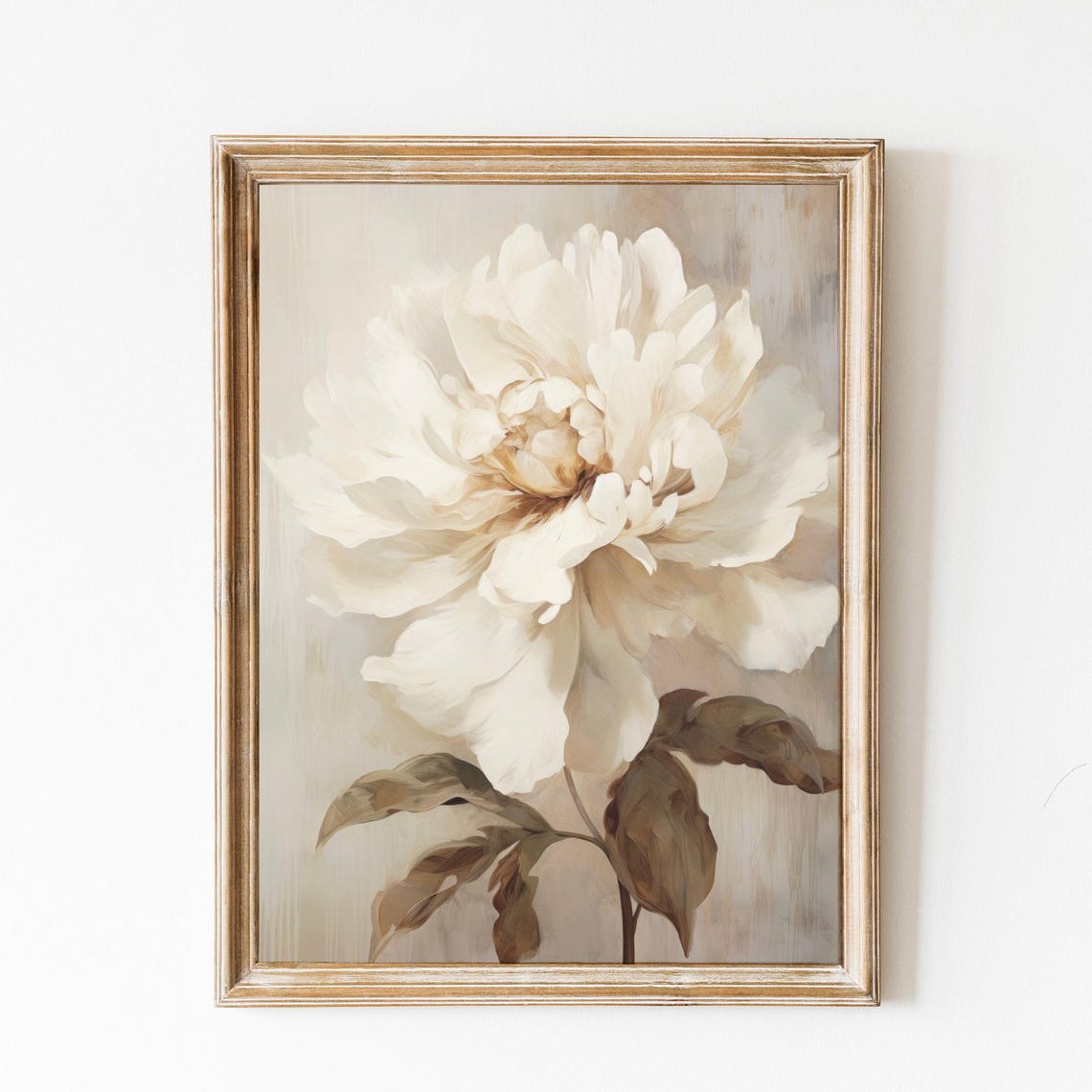 White Peony Flower Bloom On A Soft Neutral Background Poster