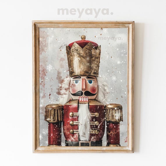 Christmas Nutcracker Minimalist Vintage Art Print