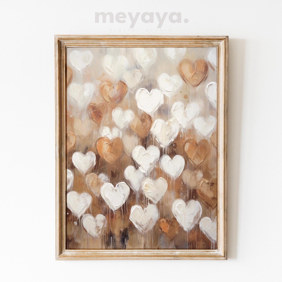Muted Vintage Neutral Heart Art Print, Cottagecore