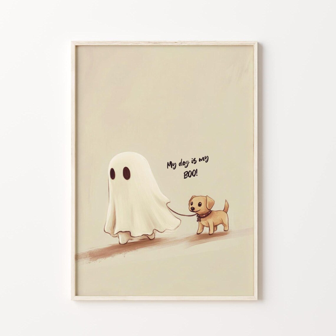 My Dog Is My Boo Cute Ghost Walking A Puppy Dog Halloween Poster - Image 5